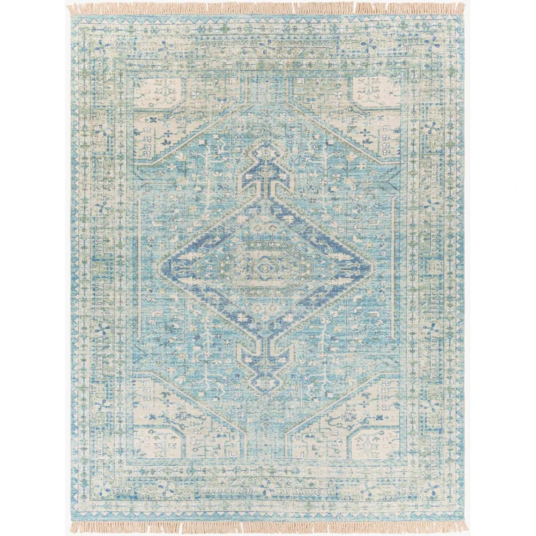 Byers Handmade Cotton-blend Aqua Rug