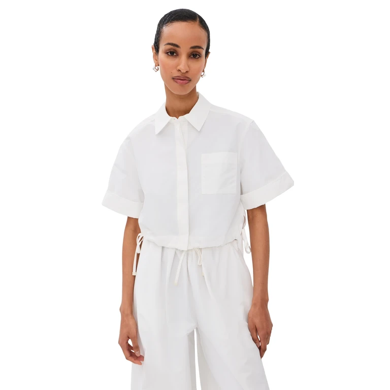 SIMKHAI Ryett Cropped Button Down Shirt White S