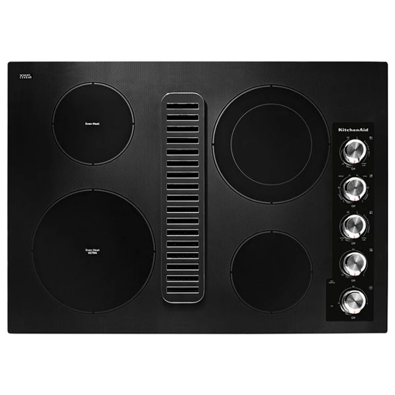 30" Electric Downdraft Cooktop w/ 4 Elements in Black