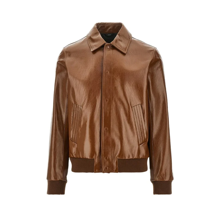 Glossy leather blouson jacket Man 50