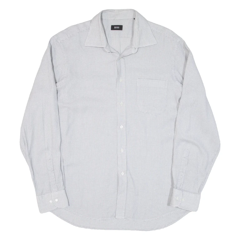 BOSS Mens Plain Shirt Grey Long Sleeve L