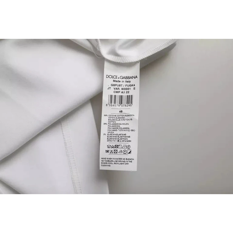 Dolce & Gabbana White Cotton Round Neck Short Sleeve T-Shirt Nylon Elastane - Men