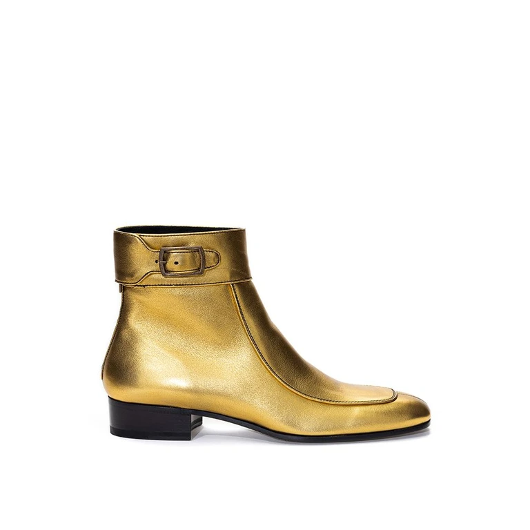 Gold Leather Ankle Boots - Women