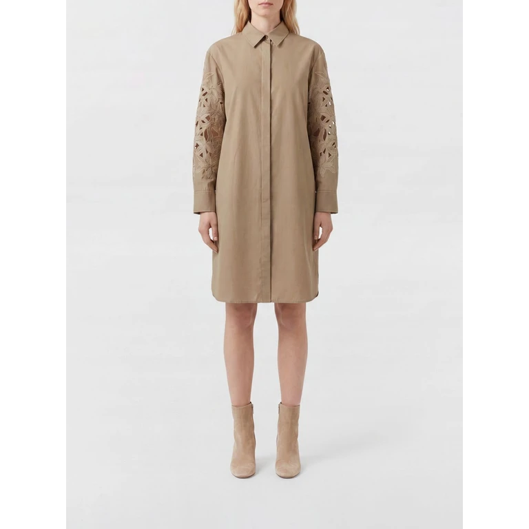 Cotton Mini Chemisier Dress with Macramé Inserts (TR1113LU2114N66)