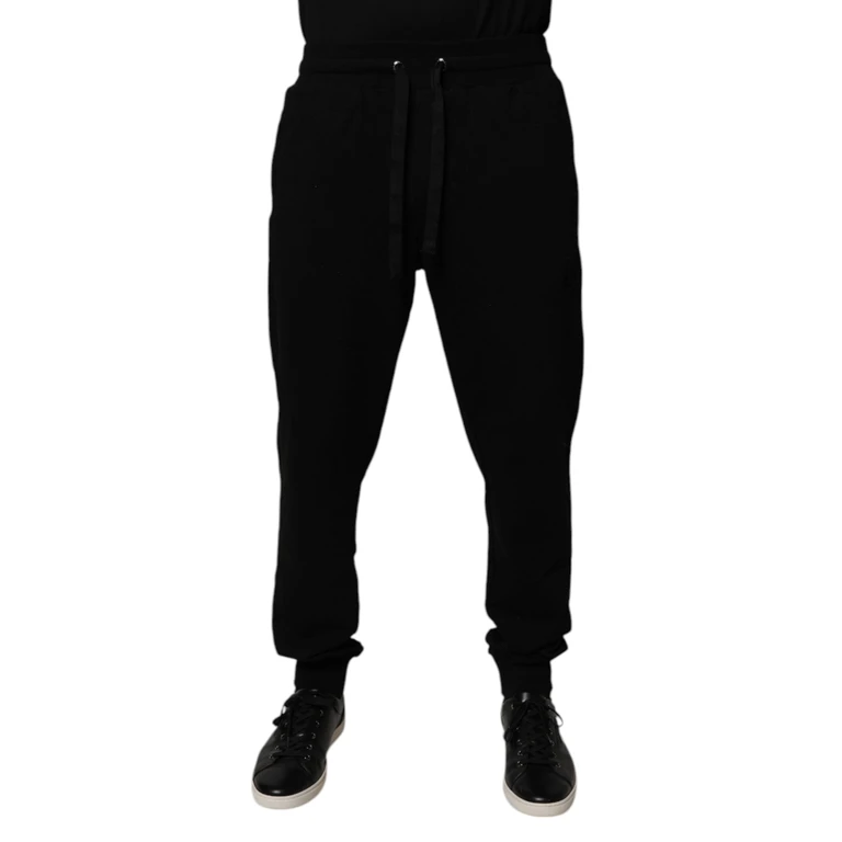 Dolce & Gabbana Black Cotton Mid Waist Jogger Sweatpants Pants - Men