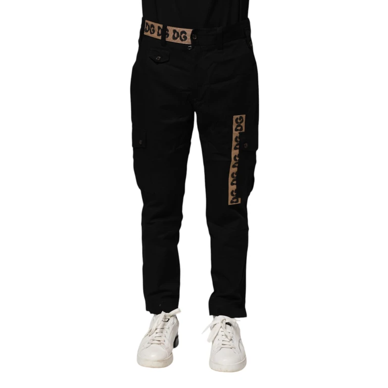 Dolce & Gabbana Black Cotton Cargo Casual Pants Elastane - Men