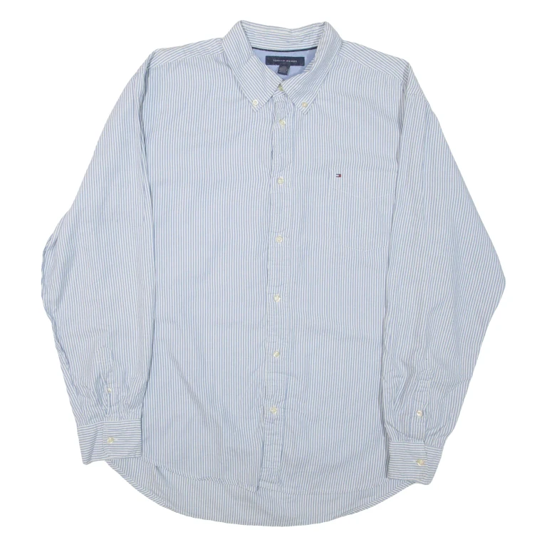 TOMMY HILFIGER Mens Shirt Blue Striped Long Sleeve XL
