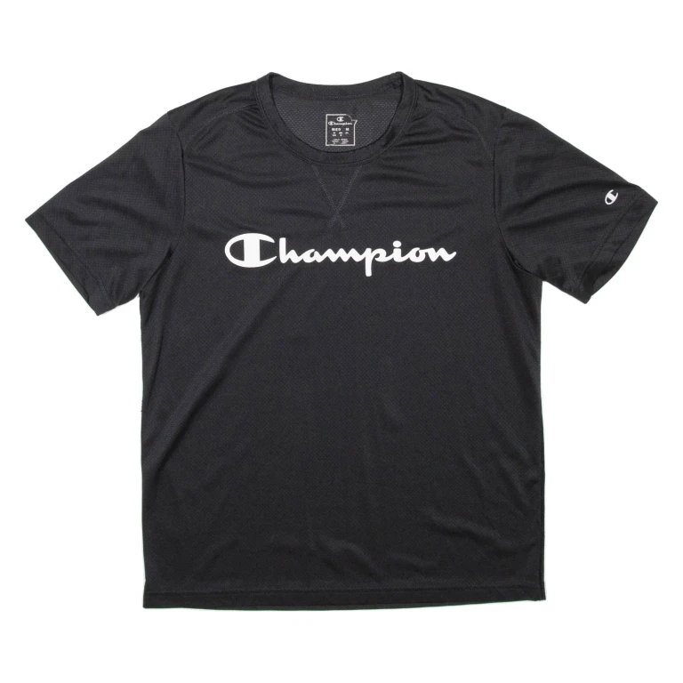 CHAMPION Mens T-Shirt Black Crew Neck M