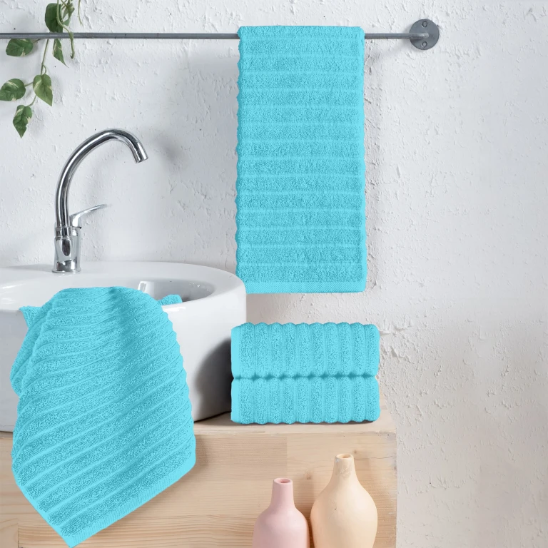 4-Pack Premium Turkish Cotton Corduroy Stripe Hand Towel Set, 16 x 28 inch