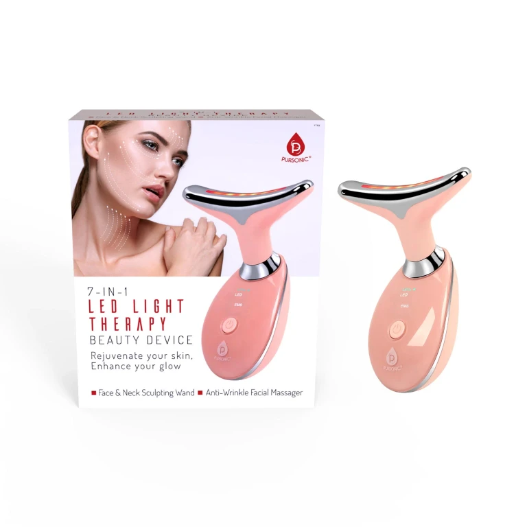 7-in-1 LED Light Therapy Beauty Device - Red Light Therapy Face & Neck Sculpting Wand