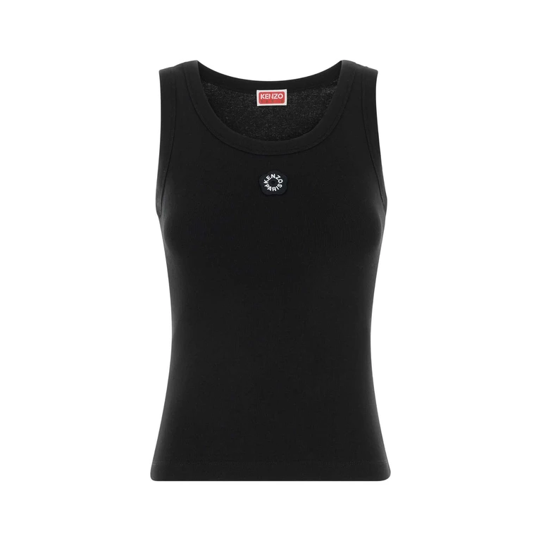 Black Stretch Cotton Tank Top Exterior: Elastane Maglie - Women