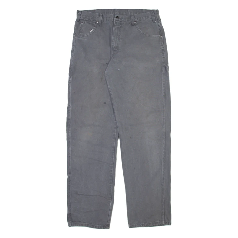 DICKIES Carpenter Mens Trousers Grey Relaxed Straight W34 L34