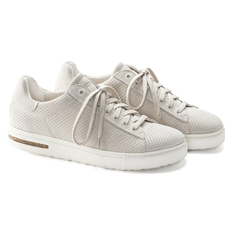 Unisex Bend Low Suede Leather Embossed Antique White