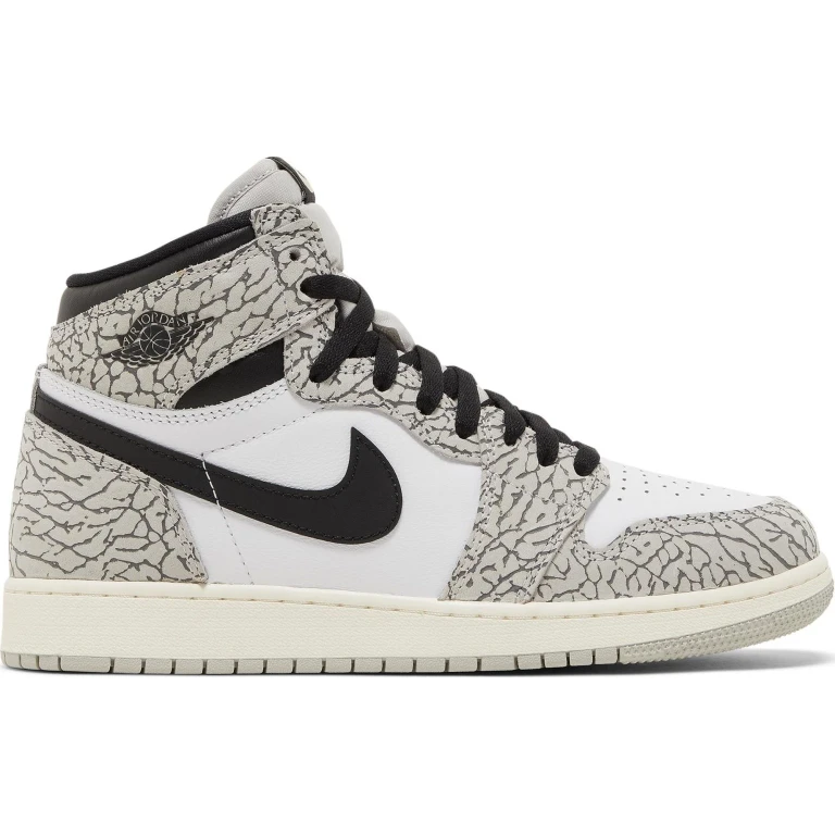 Grade School Retro 1 High Og 'White Cement Gs' Sneakers