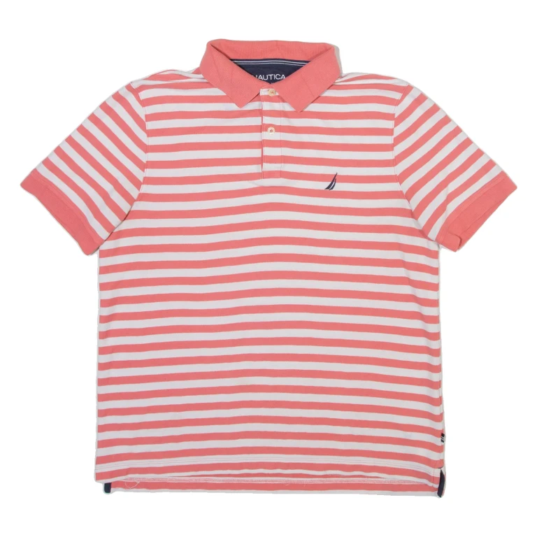 NAUTICA Mens Polo Shirt Pink Striped M
