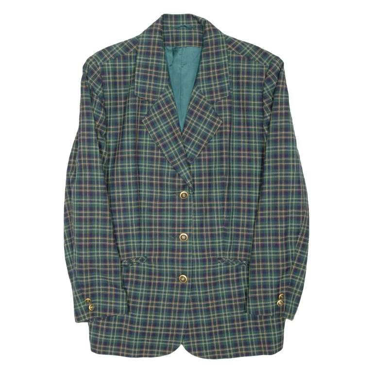 Womens Blazer Coat Green Check XL