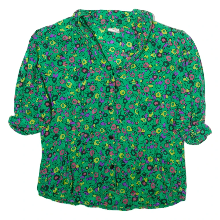 STURZENEGGER Womens Printed Blouse Green V-Neck Floral M