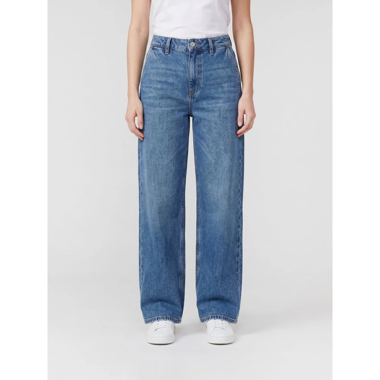 High-Waisted Palazzo Jeans in Denim with a Wide Leg (139426DARKBLUE)