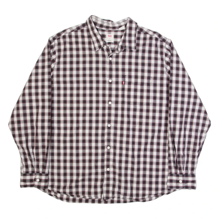 LEVI'S Mens Shirt Black Plaid Long Sleeve 2XL