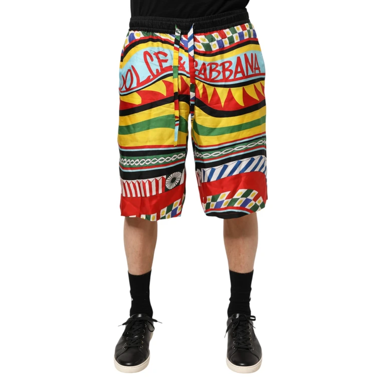 Multicolor Sicilian Carretto Shorts Swimwear Silk - Men