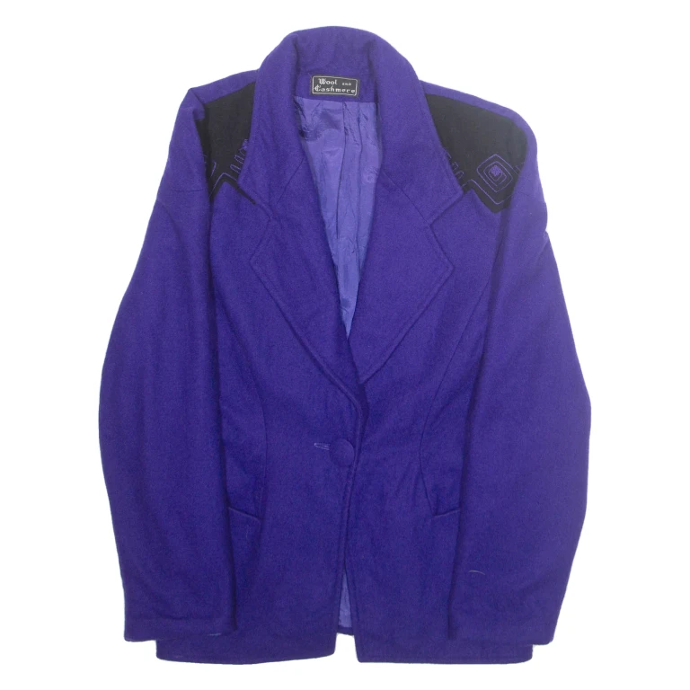 WOOL AND CASHMERE Womens Blazer Jacket Purple Wool M