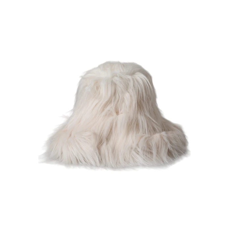 Dolce & Gabbana Off White Acrylic Fur Womens Bucket Hat Modacrylic Polyester - Women