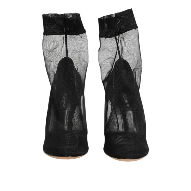Dolce & Gabbana Black Nylon Stretch Mesh Sock Boots Shoes 14+pa+09lf - Women