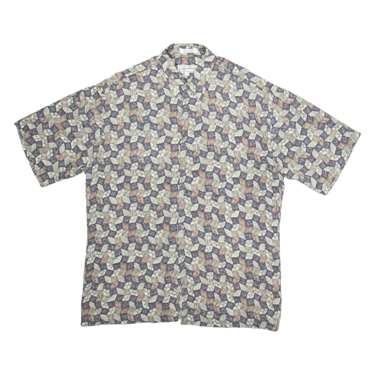MARIO FERRARI Mens Shirt Grey Geometric L