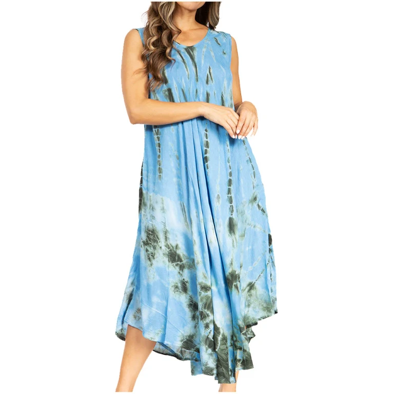 Sakkas Starlight Second Tie Dye Caftan Dress: Women's Beach Cover Up