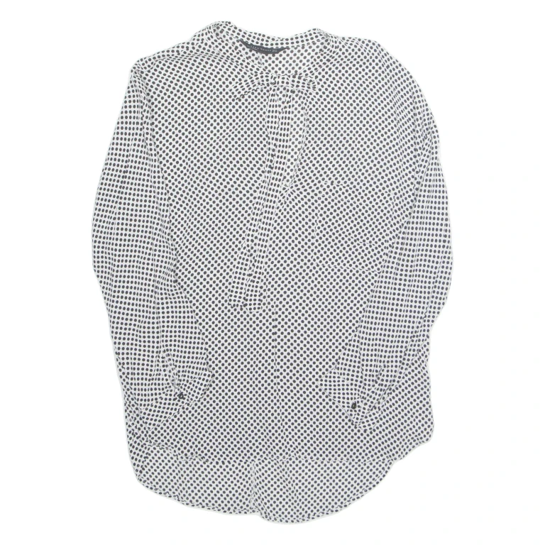 ZARA Womens Top White Long Sleeve Spotted M