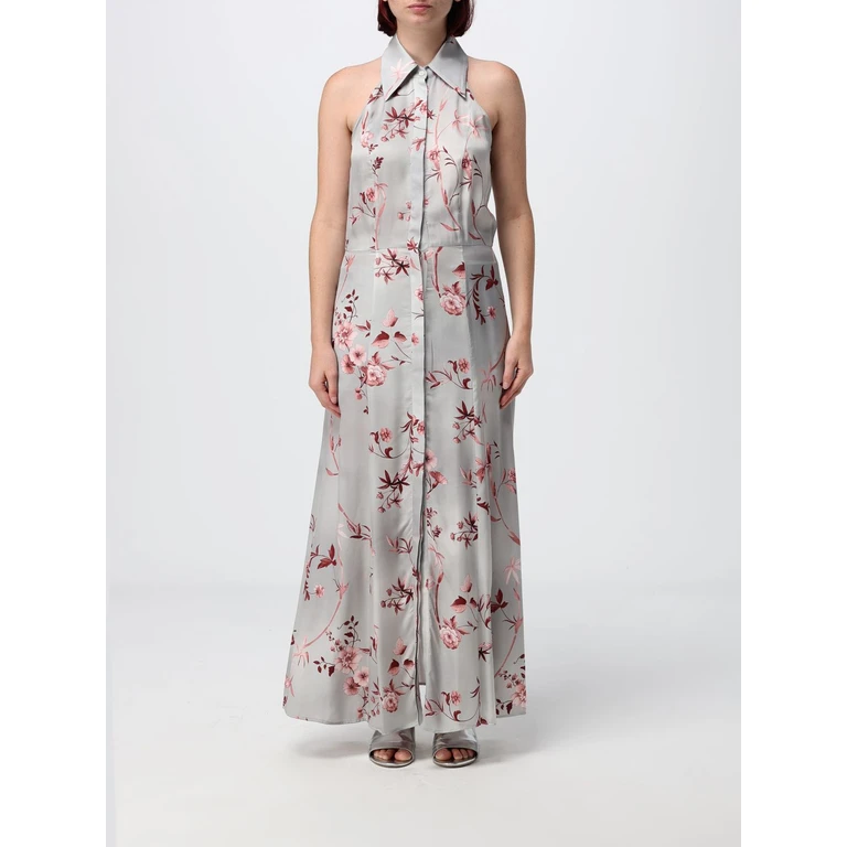 Campanula Floral-Print Silk Maxi Chemisier Dress with Halter Neck (CAMPANULALONGDRESSVISCOSA)