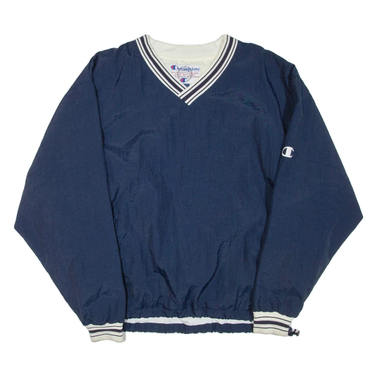CHAMPION Mens Sweatshirt Blue V-Neck Nylon XL