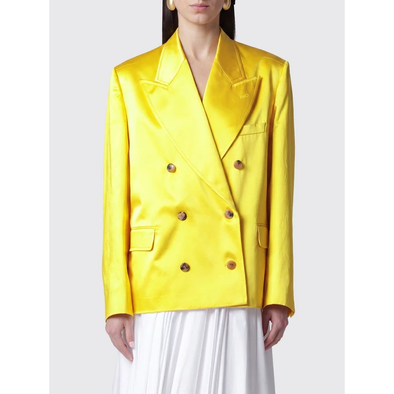 Double-Breasted Cotton-Blend Blazer with Peak Lapels (104503304202)