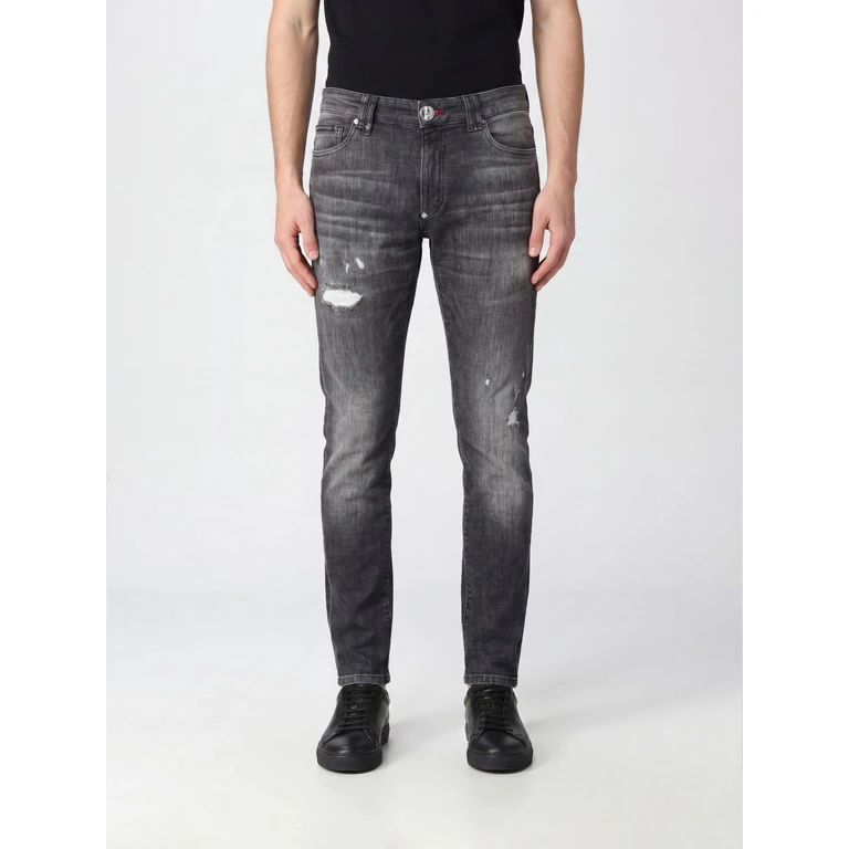 Mid-Rise Slim Fit Jeans in Distressed Cotton Denim (UAECMDT4246PDE004N10DG)