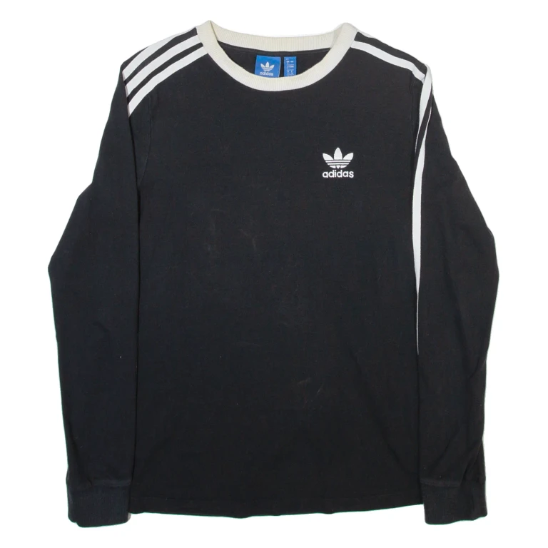 ADIDAS Womens T-Shirt Black Long Sleeve UK 8