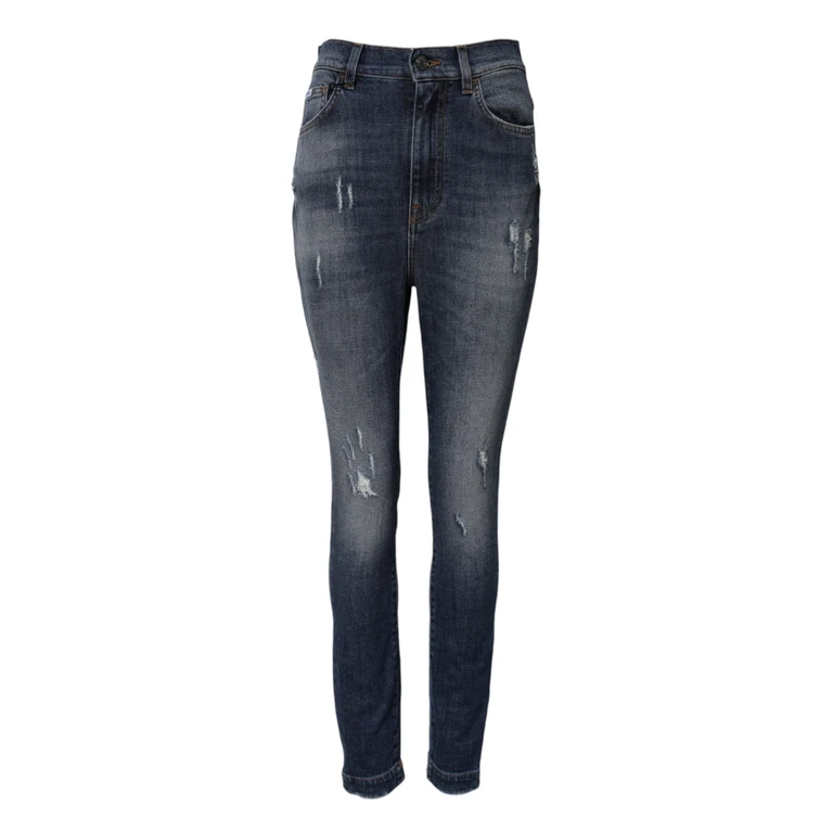 Dolce & Gabbana Blue Washed Cotton High Waisted Denim Jeans Elastane Clothing - Women