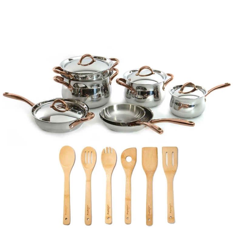 Ouro Gold 17Pc 18/10 Stainless Steel Cookware Set, SS Lids