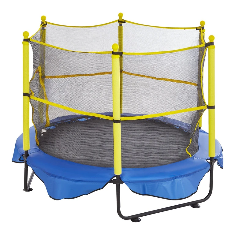 5FT Trampoline for Kids, 60" Indoor Outdoor Trampoline with Safety Enclosure Net, Basketball Hoop and Ocean Balls, Mini Toddler Recreational Trampoline Birthday Gifts for 3+ Years Kids - Multicolor