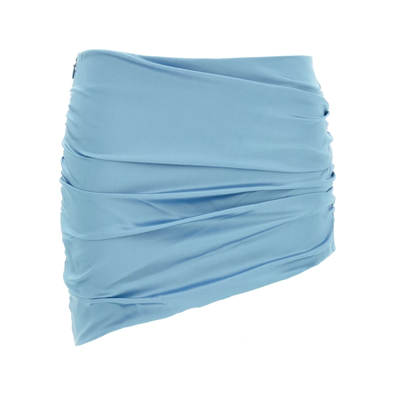 Blue Silk Long Skirt - Women