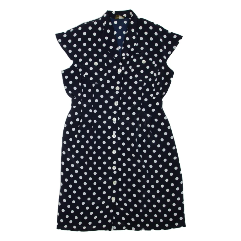Womens Day Dress Black Spotted Sleeveless Knee Length XL