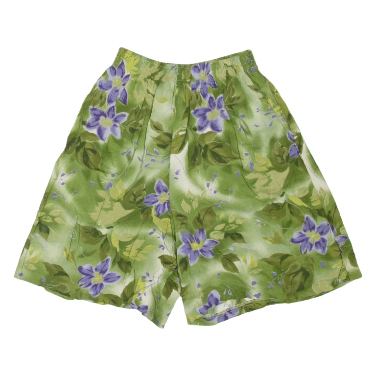 CARIBOU Womens Casual Shorts Green Relaxed 90s Floral M W22