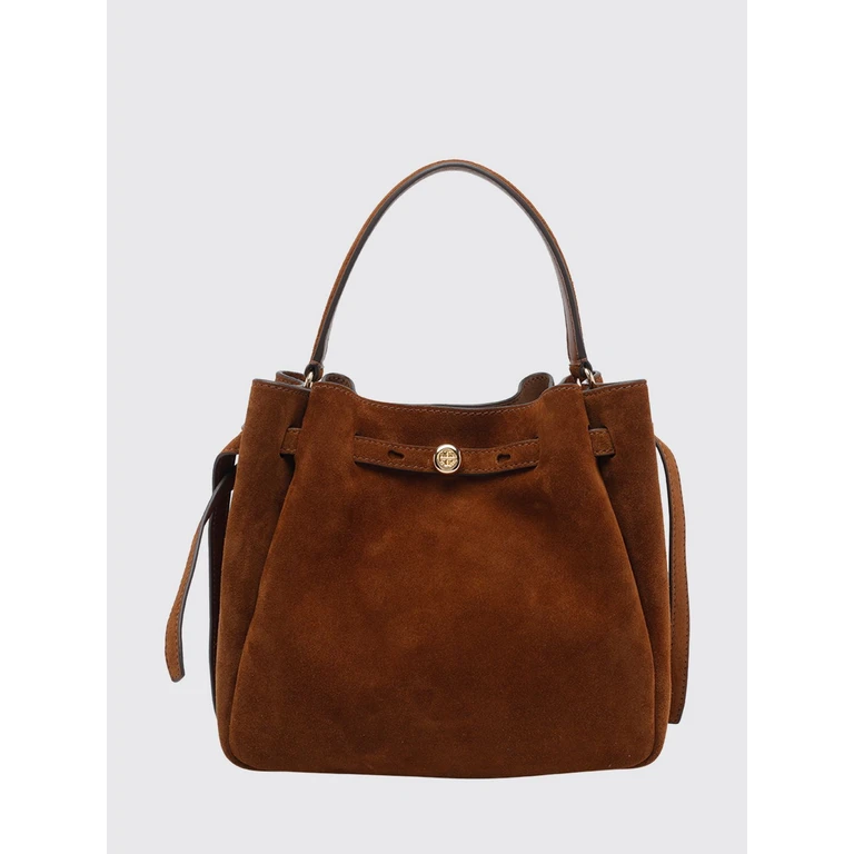 TORY BURCH Romy Suede Mini Handbag with a Flared Shape and Metal Logo (174221200)