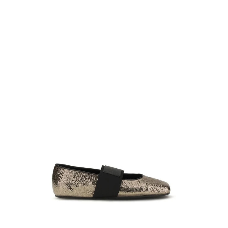 Givenchy Gold Calf Leather Bos Taurus Ballet Flats - Women