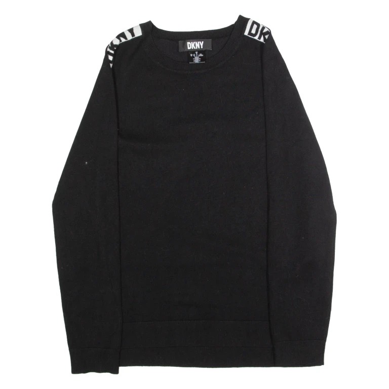 DKNY Mens Jumper Black Tight Knit Viscose M