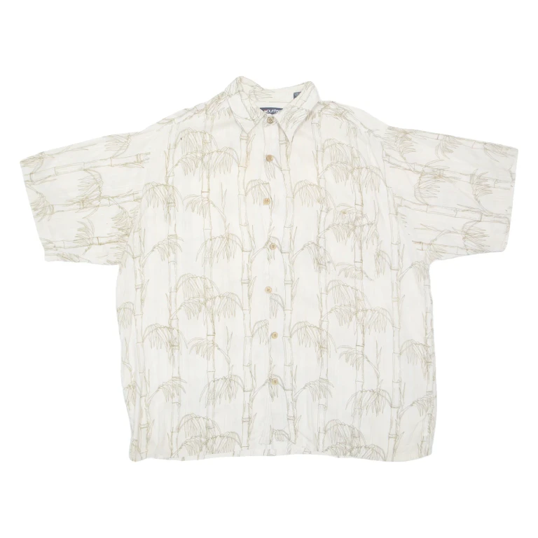 PURITAN Mens Hawaiian Shirt Cream Crazy Pattern XL