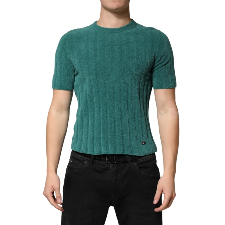 Dark Green Cotton Blend Men Crew Neck T-Shirt Co+pa - Men