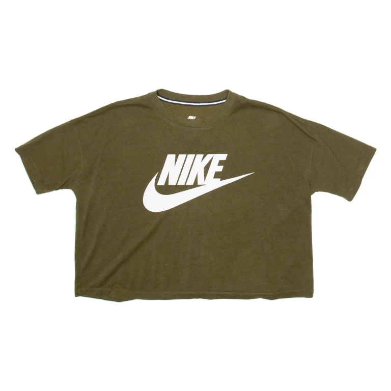NIKE Cropped Womens T-Shirt Green S