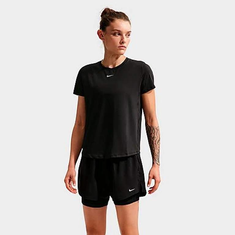 Nike Women's One Classic Dri-FIT Short-Sleeve T-Shirt in Black/White Size: XXS