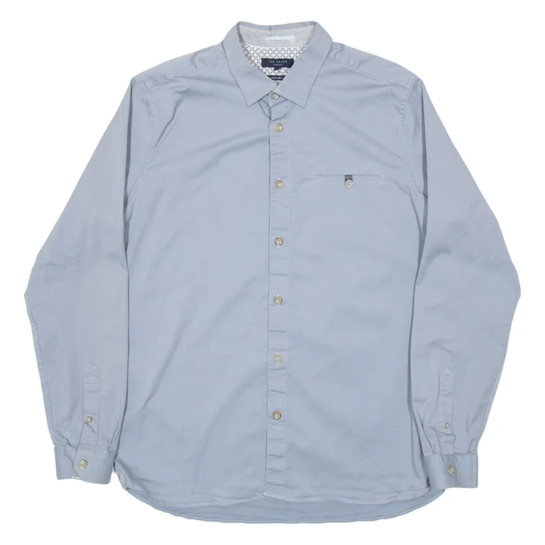 TED BAKER Mens Plain Shirt Blue Long Sleeve XL