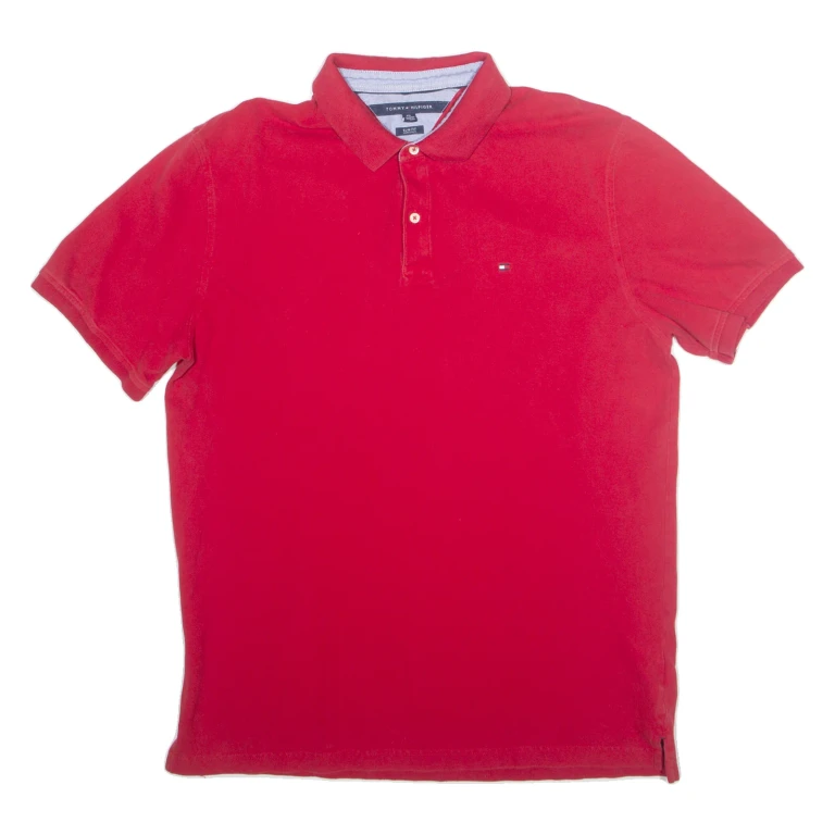 TOMMY HILFIGER Mens Polo Shirt Red 2XL